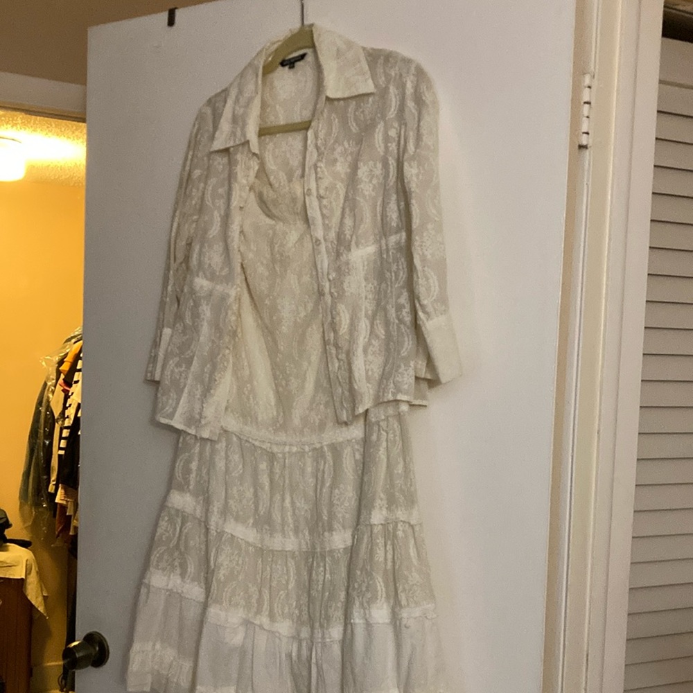 Cream Long Sleeve Bell Sundress with Notched Collar
